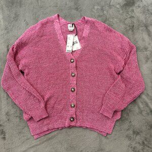 NWT BDG Pink Oversized Chunky Knit Sweater Cardigan Women's MEDIUM